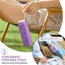 2pcs 610ml Collapsible Water Bottles Upgrade Foldable Water Bottle  Reusable Lightweight LeakProof Silicone Water Bottles 20.6oz For Travel Gym Hiking Office Camping Sport,9744246 - 紫色 - 查看 8