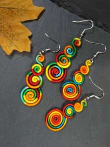 2 Paar bunte bohemische Regenbogen-Ohrringe, modische gewebte unisex Paar-Ohrringe, geeignet für den Alltag, Festivals, Schulanfang, Weihnachten, Paar-Schmuck (Zufallsfarbe)