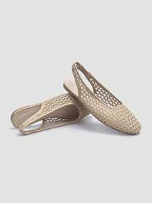 Giày bệt dệt từ sợi raffia cao cấp, thoải mái, thời trang mới của ADAMUMU dành cho nữ, kiểu dáng dễ thương, phù hợp để mang hàng ngày và đi nghỉ xuân/hè. - Màu be - Xem 7