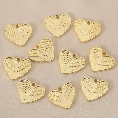 3pcs/10pcs Heart-Shaped Romantic DIY Decorations, Made Of Copper Material, 18K Gold And Silver Plated, Color Options Available. Handmade Semi-Finished Jewelry Pendant.