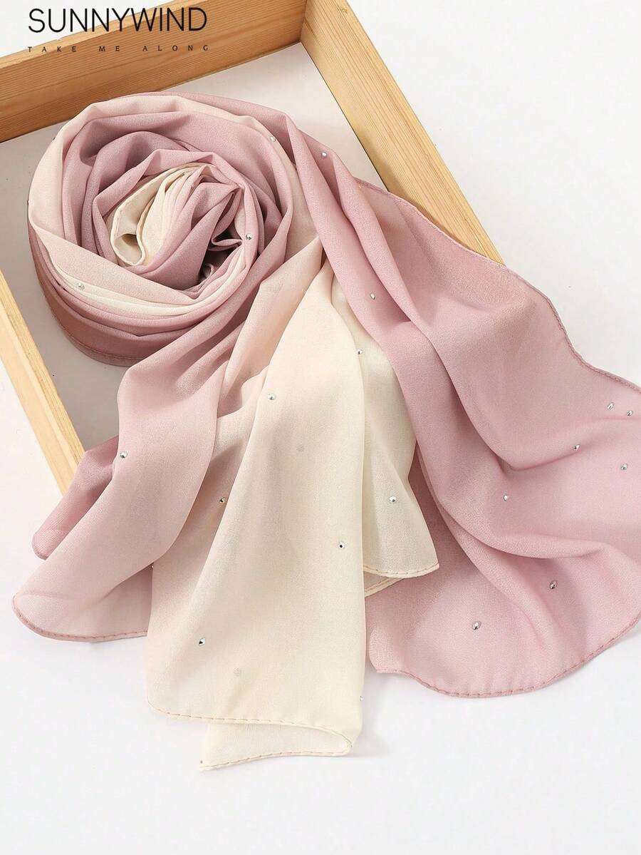 1pc Women's Solid Color Polyester Simple Elegant Scarf, For Daily Use For Dress - Pink - View 1
