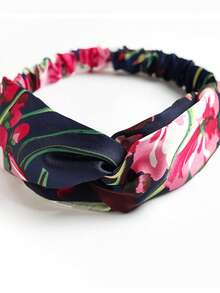 女式发带吸汗带 3 件/包 缎面花卉交叉弹力头带 女士适用，随机发货 发饰 时尚发带 秋季配饰 - 彩色 - 查看 9