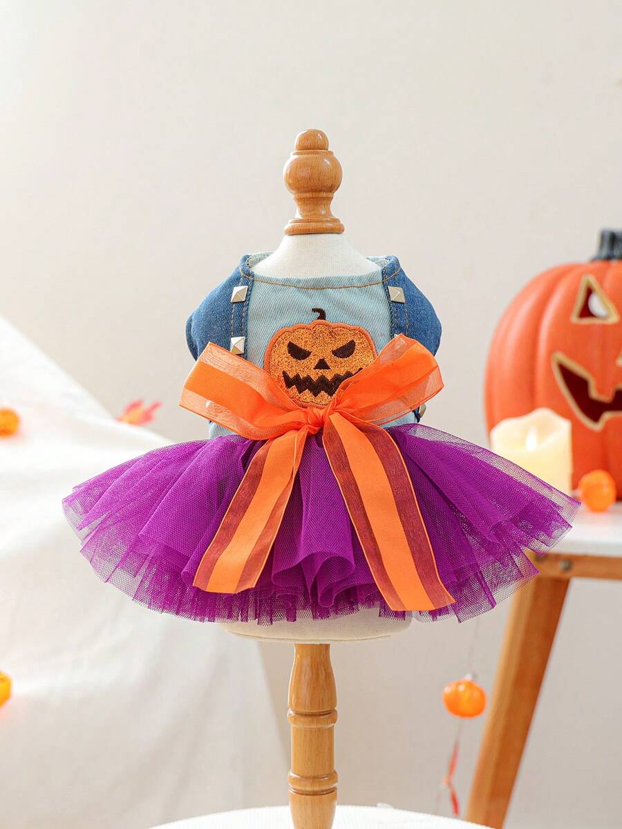 1 件宠物服装，狗/猫服装，快乐小狗小型犬休闲时尚可爱舒适异想天开南瓜裙