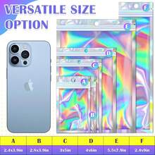 2025100 Pcs Smell Proof Bag, Zip Lock Mylar Bags With Clear Window, Resealable Holographic Bag For Gift, Jewelry, Snack, Candy, Treat, Small Business Packaging Bags, Small Goody Baggies (4x6in) - 綠色 - 查看 7