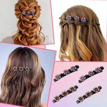 D4Pcs Braided Hair Clips Sparkling Crystal Stone Hair Clips Short Duckbill Clip Braid Tool For Women Ladies Girls Braided Styling Accories5001 - Có màu - Xem 7