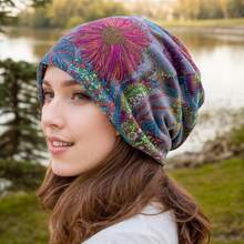 4 Pack Vintage Flower Printed Slouchy Beanie Boho Turbans Breathable Skull Cap Warm Beanies Chemo Cap For Women - B - Xem 6