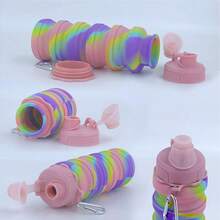 Collapsible Water Bottles Travel Water Bottle Sports Portable Sport Water Bottle Reusable Water Bottles Comes With Mountaineering Buckle 500ml Silicone Water-Proof Camping Water Bottle,9743640 - 青碧色 - 查看 8