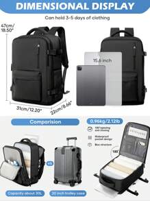 Carry On Backpack Travel Backpacks Flight Approved Large Capacity Nylon Fabric Waterproof Hiking Backpack Outdoor Computer Backpack For Travel Camping Hiking For Men And Women Gift For Daughter Friend Travel Accessories Unisex Business Functional Backpack Computer Bag Luggage Strap Design For Back To School For College Business Outdoor Back-To-School Season - Multicolor - View 2