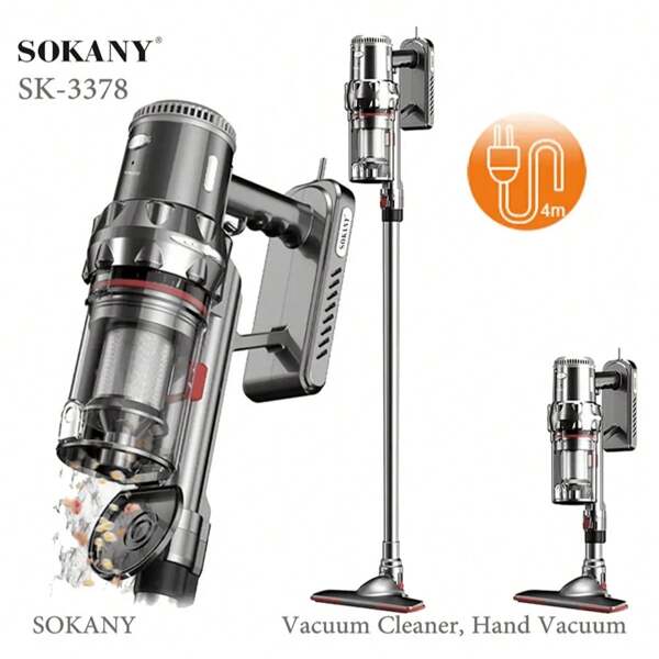SOKANY مكنسة كهربائية قابلة للتعليق، قابلة للفصل والتركيب، ذات عمود طويل وأسلوب محمول باليد، مناسبة لتلبية احتياجات التنظيف المختلفة مثل القمامة والغبار وفتات الورق وبقايا السجائر في المنزل والمكتب والسيارة وغيرها