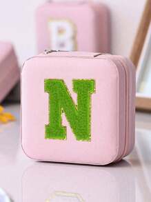 1 件多功能 Ins 风格便携式珠宝收纳盒，带拉链，天鹅绒和 PU 材质，多层，可容纳戒指、耳环、项链和其他配饰，适合女士返校收纳整理器旅行必需品返校宿舍收纳秋季装饰 - 粉色 - 查看 25