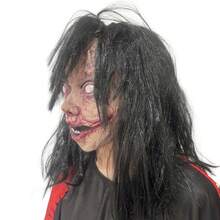 1 pezzo Maschera spaventosa da fantasma femminile con capelli lunghi, Zhen Zi, testa di zombie mutante e disgustosa, per Ognissanti Casa Infestata.