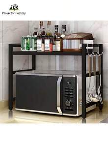 LIPETY Expandable Microwave Stand Countertop 16.5-20" Stretchable 75kg Load Microwave Stand Steel Oven Rack For Kitchen,Microwave Stand With Storage Kitchen Utensils Tableware Storage,Over ,Kitchen Storage Rack - Black - View 2