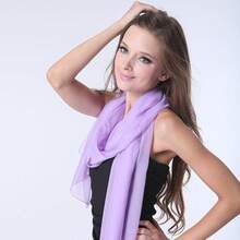 ™   Fashionable Soft Chiffon Scarfhalloween - 純色/草綠色 - 查看 5