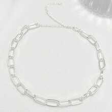 Set Of 2 Fashion Chain Necklace + Women's Choker Hoop, 18K Gold Plated Or 925 Silver - Bạc - Xem 5