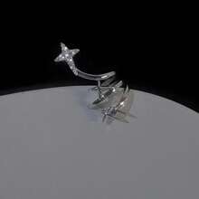 1pc Men's Silver Spiral Star Zirconia Single Ear Clip