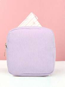 1 pieza Bolsa de almacenamiento de toallas sanitarias rosada, bolsa de almacenamiento portátil, gran capacidad, estilo sencillo, utilizada para almacenar toallas sanitarias, protectores diarios y tampones, una necesidad para las niñas, una buena opción para salir.