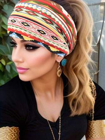 3 pièces Bandeaux élastiques style bohème, bandeau large, absorbant la transpiration, convient pour le yoga, les sports, les accessoires de mode