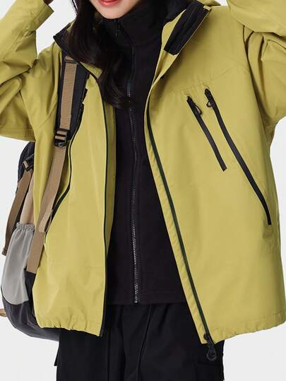 CAMEL CROWN Women's Outdoor Jacket, Autumn And Winter Three-In-One Windproof And Waterproof Climbing Jacket