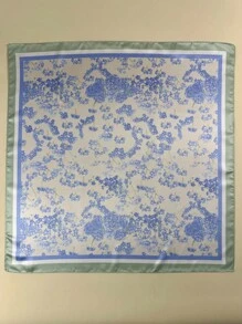 1PC Ladies Boho Ditsy Florals Print Square Scarf Elegant Neckerchief Bandana Women Satin Head Scarf Hair Accessories