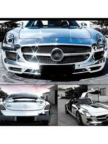 1pc Car PVC Mirror Chrome Vinyl Wrap Film, Air Release Technology - Stretchable High Gloss Chrome Reflective Surface, For Car Wrapping Or Custom Detailing Chrome Mirror Car Wrap Film - one-size - View 6