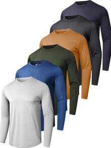 Paquete de 6/12 camisetas de manga larga para hombre Playera tipo Henley manga larga para hombre color negro casual y cómoda | playera negra hombre, playera manga larga hombre, playera henley hombre, camiseta negra casual, ropa básica hombre, playera cuello redondo con botones, moda masculina casual, playera algodón hombre, camiseta larga hombre, playera básica negra., secado rápido, absorbe la humedad, atléticas, correr, gimnasio, entrenamiento - 6 piezas - Ver 4