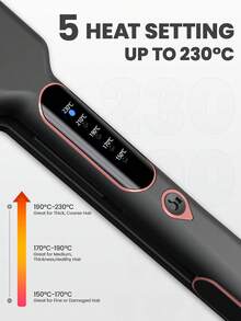 Chapinha de titânio larga de 1 peça para cabelos grossos e cacheados, chapinha de 2 polegadas com aquecimento rápido, dupla voltagem, desligamento automático, com luva e 2 presilhas