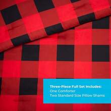All Season Down Microfiber Comforter, Oversized King, White/Navy, Luxury Soft Cozy - Red - View 3