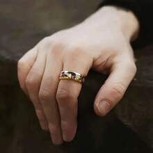 Unisex 8mm 316L Stainless Steel Ring With Synthetic Meteorite & Abalone Shell Inlay - Iridescent Mother-Of- Accents, Durable Wedding Band For Men & Women, Valentine's Day Gift, Everyday Jewelry, Anniversary Gift, Unique Pattern, Polished Finish, Fashion Lovers, Modern Jewelry, Highquality Jewelry, Statement Jewelry, Jewelry Collectors