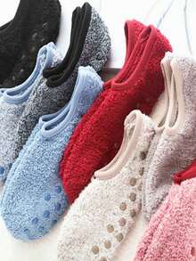 1 Pair Of Women's Coral Fleece Warm Floor Socks, Unisex, With Underfoot Dot Rubber Non-Slip Socks, Non-Slip Knitted Fabric, Hand Washable, Winter Home Use Socks, Christmas Decoration Socks, Cozy - Multicolor - View 3