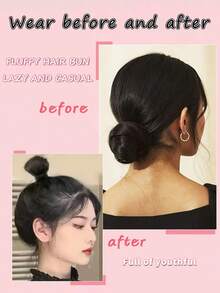 合成发髻，合成接发，优雅女士发髻，接发 - 10 厘米（4 英寸）可延伸合成发，带夹子，耐热纤维，适合所有发质，安全可调节设计，适合所有女性日常穿着和派对发饰 - 彩色 - 查看 5