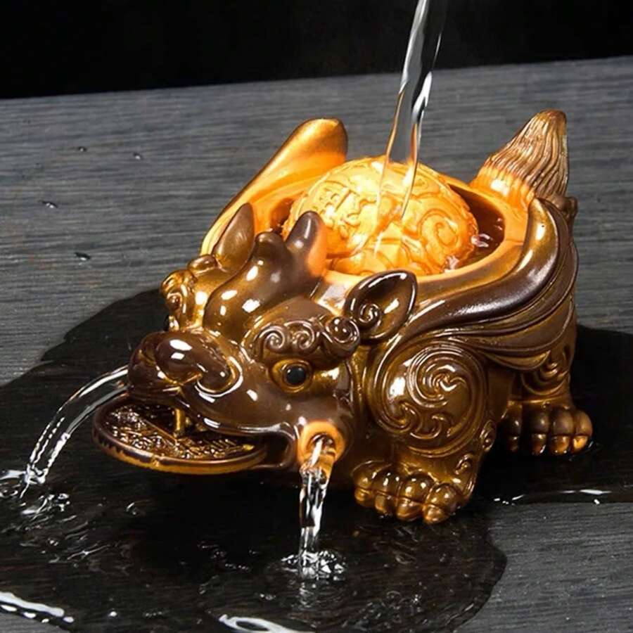 1PC mascota deé de resina china descolorida, adornos de sapo dorado afortunado y lindo, manualidades hechas a mano, decoración de juego deé para el hogar, regalos ﻿ - 1 pieza - Ver 1