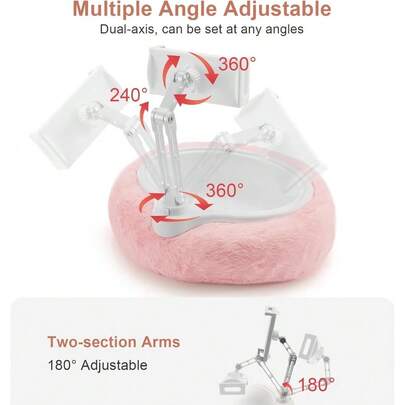 Soft Plush Fabric Pillow Stand Holder For Kindle, IPad, And Tablet With Snack Bowl – Multi-Angle Adjustable Lap Cozy Reading Pillow For Bed, Compatible With Various Sizes Of Kindle, IPad, , Devices