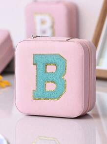 1 件多功能 Ins 风格便携式珠宝收纳盒，带拉链，天鹅绒和 PU 材质，多层，可容纳戒指、耳环、项链和其他配饰，适合女士返校收纳整理器旅行必需品返校宿舍收纳秋季装饰 - 粉色 - 查看 37