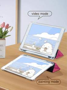 Shockproof Floral Pattern Rose Red Floral Line Pattern Tablet Protective Case, Compatible With IPad 9.7/10.2/10.5/10.9/12.9/Pro 11 (10th Gen), Galaxy Tab S6 Lite 10.4", Kindle Paperwhite (12th Gen, 2024 Release), Kindle (11th Gen), Soft Shock-Proof, Smart Stand/Auto Wake/Sleep Function Spring Gift - Multicolor - View 7