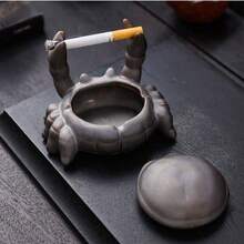 1pc Crab Ceramic Ashtray With Lid, Chinese Style Cute Desk Decor For Home & Office Best Gifts Birthday Graduation - Multicolor - View 15