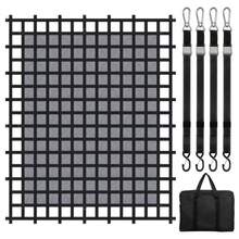 Heavy Duty Cargo Net 120" X 105" With Adjustable Buckles & S-Hooks For Secure Transport And Storage Solutions - Black - View 1
