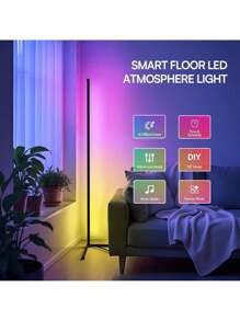 2/1pack Corner Floor Lamp, Smart RGB LED Floor Lamp With App And Remote Control, High Brightness Led, 16 Million Colors, Music Sync, Timer Setting, Mood Lighting, Ideal For Living Rooms, Bedrooms, Room Decor,Halloween
