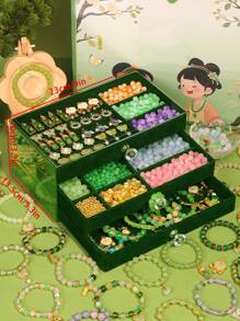 三层串珠手链 DIY 珠宝制作套件，彩色珠子适用于手链、项链、耳环 DIY 工艺品，包含珠宝盒 - 彩色 - 查看 4