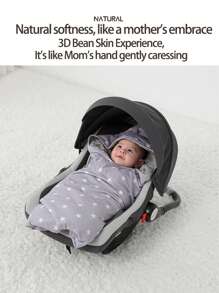 1pc Baby Cotton + Fleece Swaddle Blanket, Stroller Cover, Car Seat Wrap, Warm Infant Carrier Blanket For Autumn/Winter
