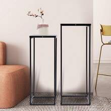 Bazargame 2pcs Black Metal Plant Stand Square Flower Holder Wedding Decor Rack Home Garden Display - Black - View 2