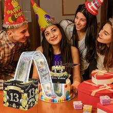 13th Birthday Money Gift Box, Happy Birthday Theme Party Favor - Black - View 5