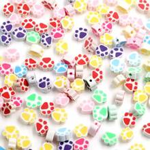 50 件/100 件随机多色动物手印软粘土 DIY 工艺品珠子适用于手机挂绳、手链、项链