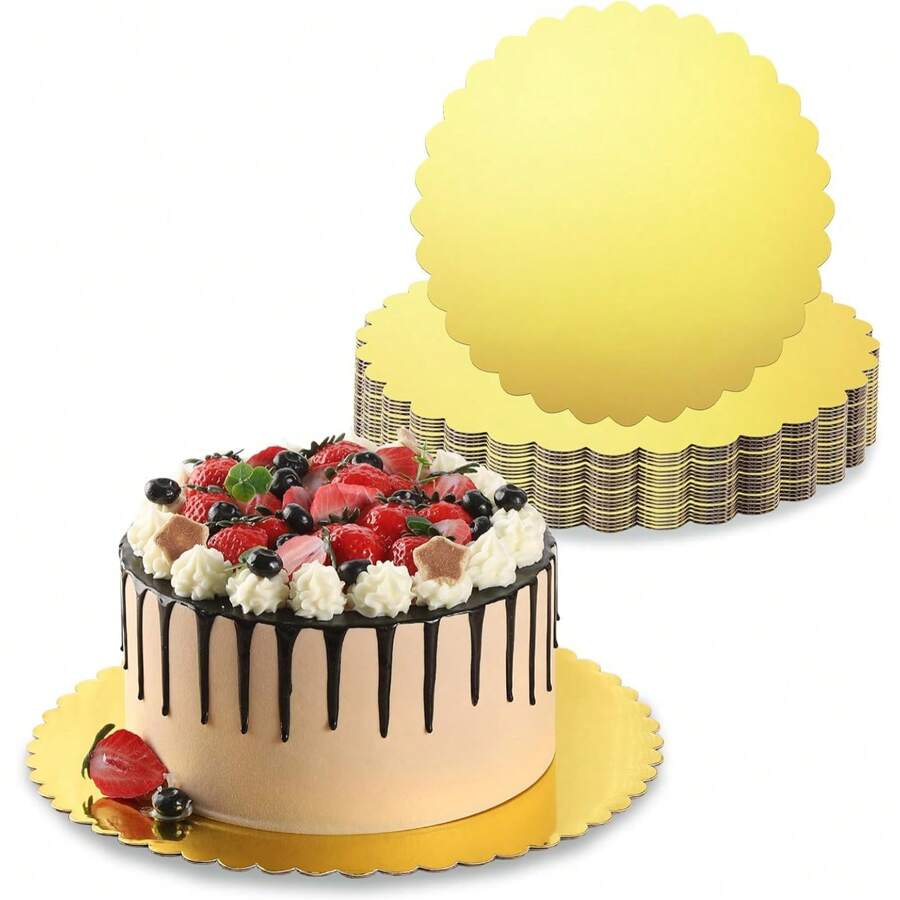 10pcs Gold Round Cake Boards - 8 Inch, Sturdy Cake Boards, Round Cake Bases, Disposable Round Pie/Tart Decoration Bases, For Cake Decorating