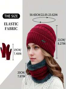 3pcs Men & Women Knitted Cashmere Beanie Hat, Soft Warm Scarf & Touch Screen Gloves, Warm Winter Gift Set Fall