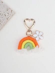 1 件女士手工纱线流苏彩虹吊坠北欧风格可爱花朵包饰配件背包装饰钥匙扣适用于包包汽车配件女士 - 彩色 - 查看 1