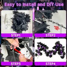 1 件 20 LED 万圣节恐怖氛围秋季黑色枫叶藤蔓灯带 6 个骷髅电池供电悬挂 DIY 装饰灯适用于家庭室内和室外万圣节派对节日客厅壁炉楼梯庭院装饰 (DIY) 万圣节装饰灯家居装饰派对装饰万圣节装饰房间装饰万圣节花园装饰礼物仙女 - 紫色 - 查看 4