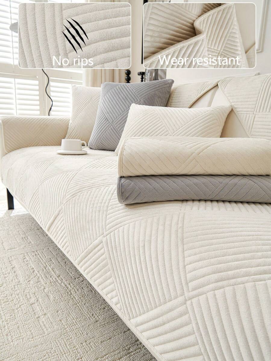 1 件厚毛绒沙发垫套，现代简约防滑保暖沙发座垫，防尘可洗沙发套，柔软防褪色，宠物友好，适合 L 型沙发和 1/2/3/4 座沙发，适用于卧室、办公室、客厅