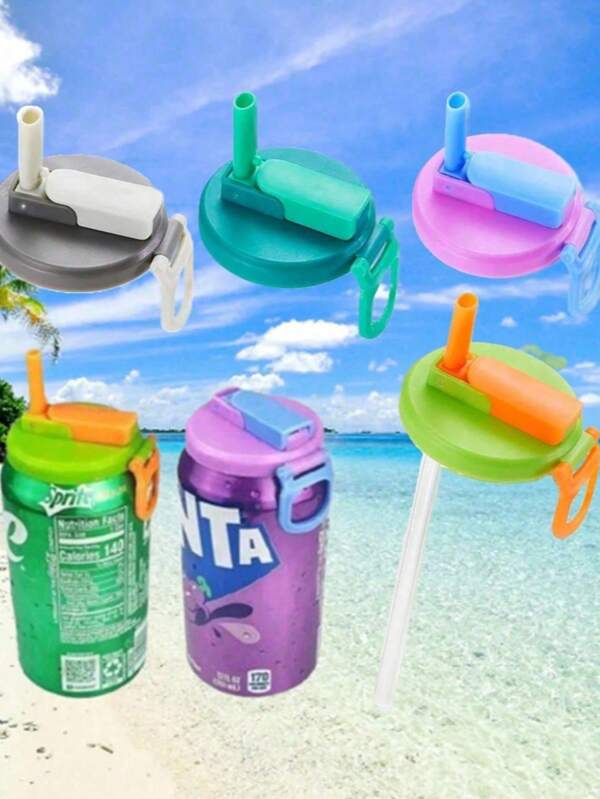 1 قطعة غطاء لأنبوب المشروب الغازي بغطاء القصدير الملون، غطاء أنبوب للمشروبات الغازية لإعادة الاستخدام مصنوع من السيليكون، غطاء أنبوب إبداعي جديد لعلب الكولا، مناسب للمشروبات الغازية والعصائر والمياه الفوارة (للحفاظ على الأنبوب من الانفصال، يرجى اتباع خطوات التركيب)، من ضروريات الصيف، إكسسوارات الأكواب، لوازم العودة إلى المدرسة