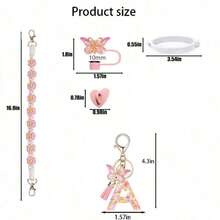 Set für 30/40 Oz Becher, inklusive Henkelriemen, Plüschball und Schlüsselanhänger, schöne Wasserbecherdekorationen