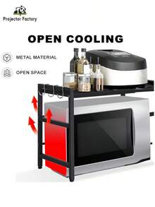 LIPETY Expandable Microwave Stand Countertop 16.5-20" Stretchable 75kg Load Microwave Stand Steel Oven Rack For Kitchen,Microwave Stand With Storage Kitchen Utensils Tableware Storage,Over ,Kitchen Storage Rack - Black - View 3